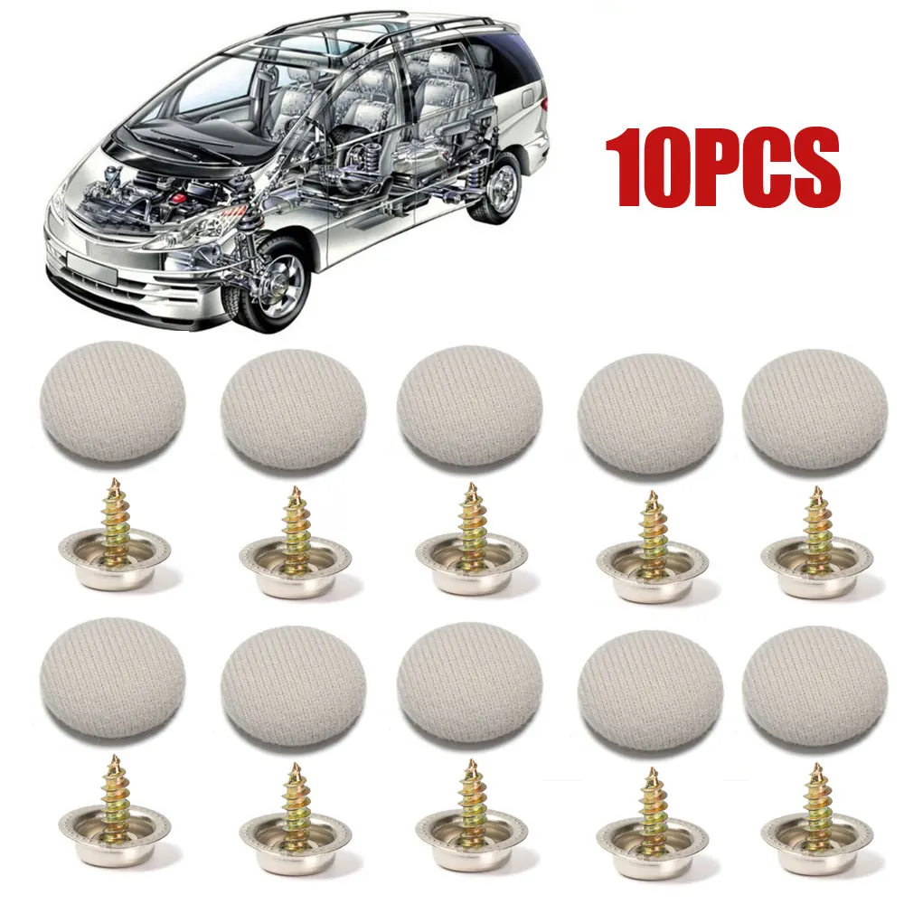 

10pcs Car Roof Buckles Ceiling Cloth Fixing Screw Cap Repair Automotive Care Buckle Rivets Retainer Car Interior Accessories