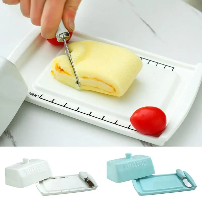 

Ceramic Butter Dish With Lid Rectangular Western Butter Dish Set Bread Butter Box With Butter Spatula Baking Cheese Cheese Store