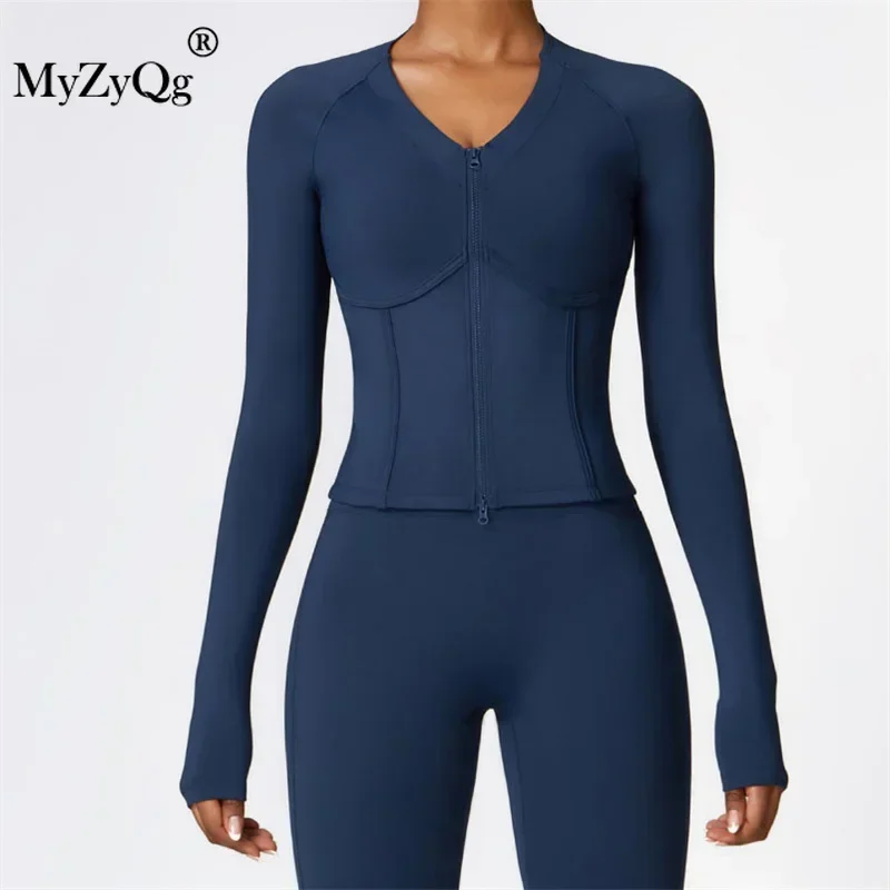 

MyZyQg Women Winter Warm Plus Fleece Long Sleeve Yoga Jacket Tight Outdoor Running Fitness Pilate Gym Jacket