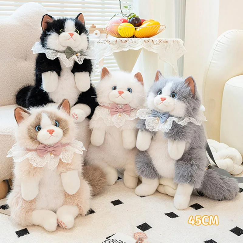 Cute Realistic Ragdoll Backpacks Women Bow Cat Plush Bags Small Capacity Daypacks Lolita Cartoon Personalized Gifts for Girls Cute Realistic Ragdoll Backpacks Women Bow Cat Plush Bags Small Capacity Daypacks Lolita Cartoon Personalized Gifts for Girls