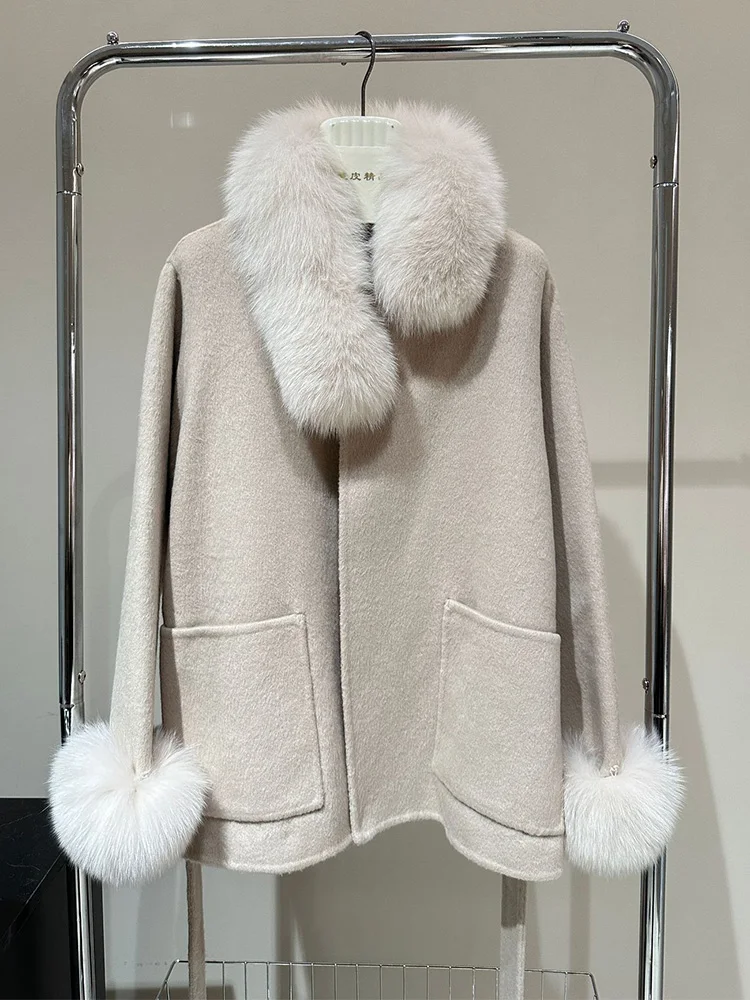 New Natural Fur Double-sided Cashmere Wool Coat Overcoat Long Loose Fashion Fox Fur Collar Woolen Coats Warm Tide Autumn Winter
New Natural Fur Double-sided Cashmere Wool Coat Overcoat Long Loose Fashion Fox Fur Collar Woolen Coats Warm Tide Autumn Winter