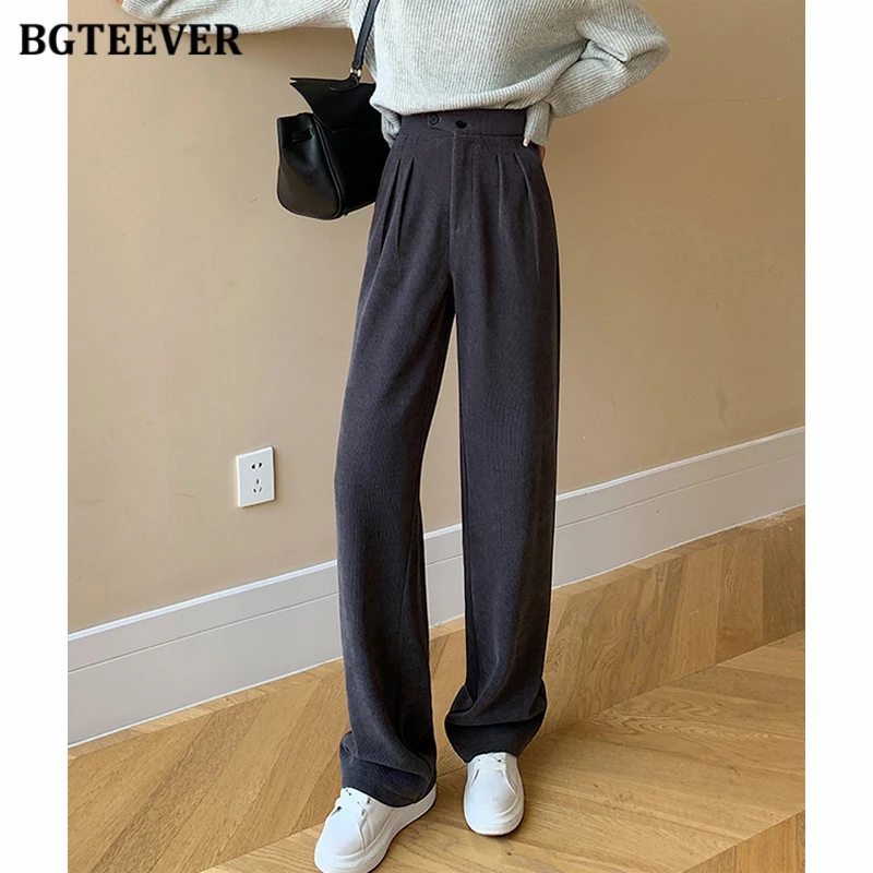 BGTEEVER Autumn Corduroy Pants Women Floor-Length Wide Leg Pants Elegant High Waist Buttons Female Pants
BGTEEVER Autumn Corduroy Pants Women Floor-Length Wide Leg Pants Elegant High Waist Buttons Female Pants