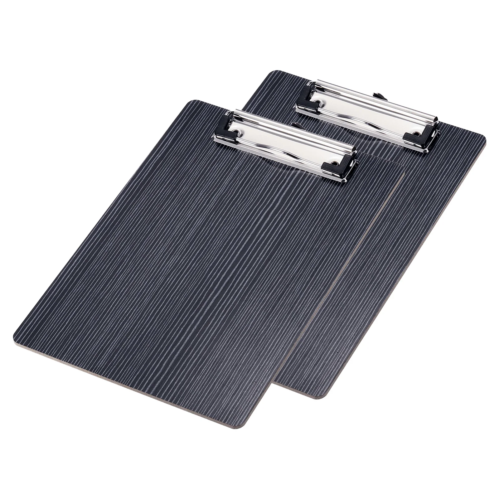 

2Pcs File Folder Clipboards Hardboard with Low Profile Clip 6.3x9.1 Inch A5 Letter Size Wooden Writing Pad Black Wood Texture