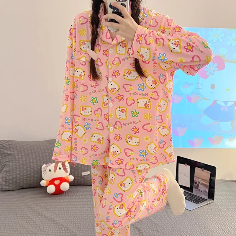 Летняя пижама Hello Kitty, женские шорты с коротким рукавом и мультяшным принтом, домашняя одежда, милый комплект для девочек, тонкая стильная одежда, пижамы
Летняя пижама Hello Kitty, женские шорты с коротким рукавом и мультяшным принтом, домашняя одежда, милый комплект для девочек, тонкая стильная одежда, пижамы