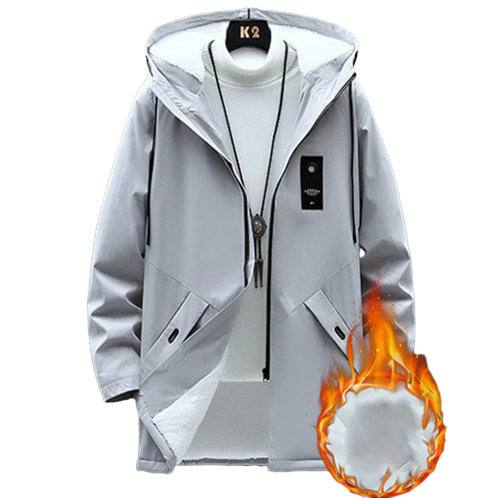 Winter Men's Clothes Hooded Jacket Trench Zip Up Solid Color Warm Plus Velvet Thick Wind Coats Tops Man Outwear
Winter Men's Clothes Hooded Jacket Trench Zip Up Solid Color Warm Plus Velvet Thick Wind Coats Tops Man Outwear
