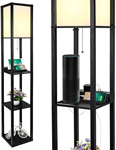 3-in-1 Shelf Floor Lamp with 1 USB Port & 1 Type C Port & 1 Power Outlet, 3-Tiered LED Shelf Lamp, Shelf & Storage F
3-in-1 Shelf Floor Lamp with 1 USB Port & 1 Type C Port & 1 Power Outlet, 3-Tiered LED Shelf Lamp, Shelf & Storage F