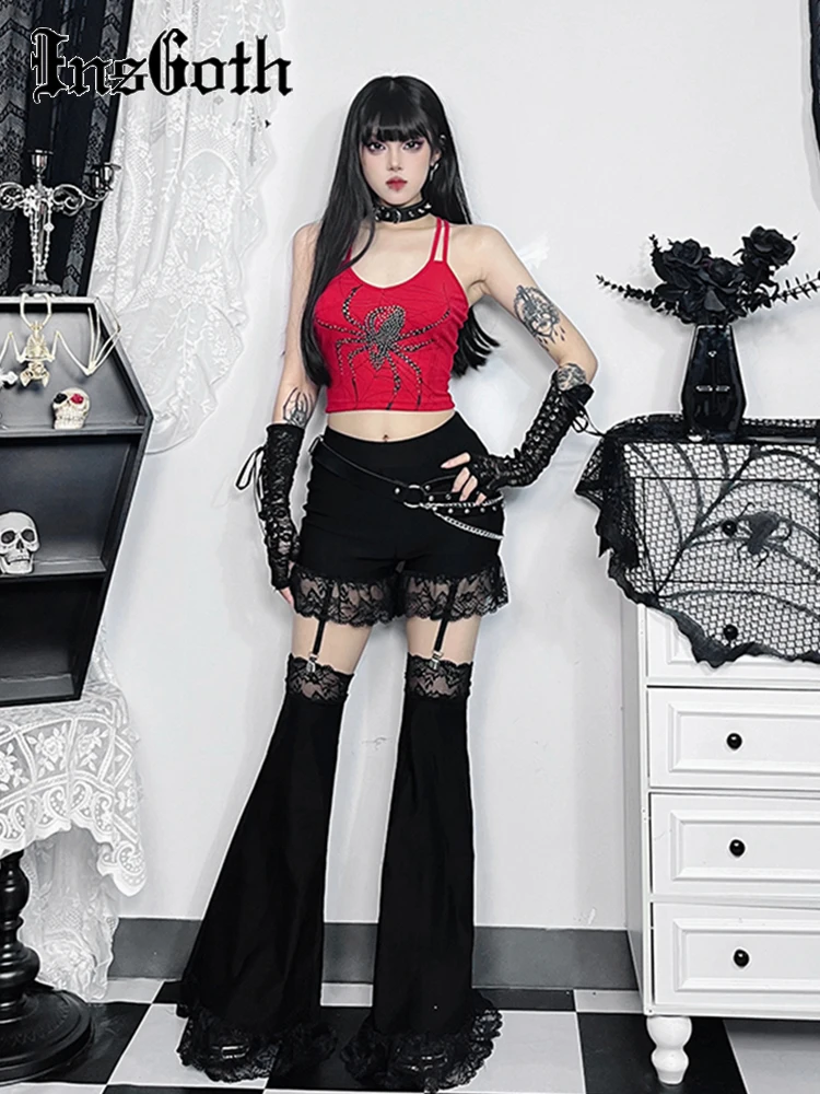 InsGoth Gothic Lace Hollow Out Spliced Flared Pants Women's Retro Floral Sheer Mesh Wide Leg Pants E Girl Hip Hop Flare Trousers
InsGoth Gothic Lace Hollow Out Spliced Flared Pants Women's Retro Floral Sheer Mesh Wide Leg Pants E Girl Hip Hop Flare Trousers