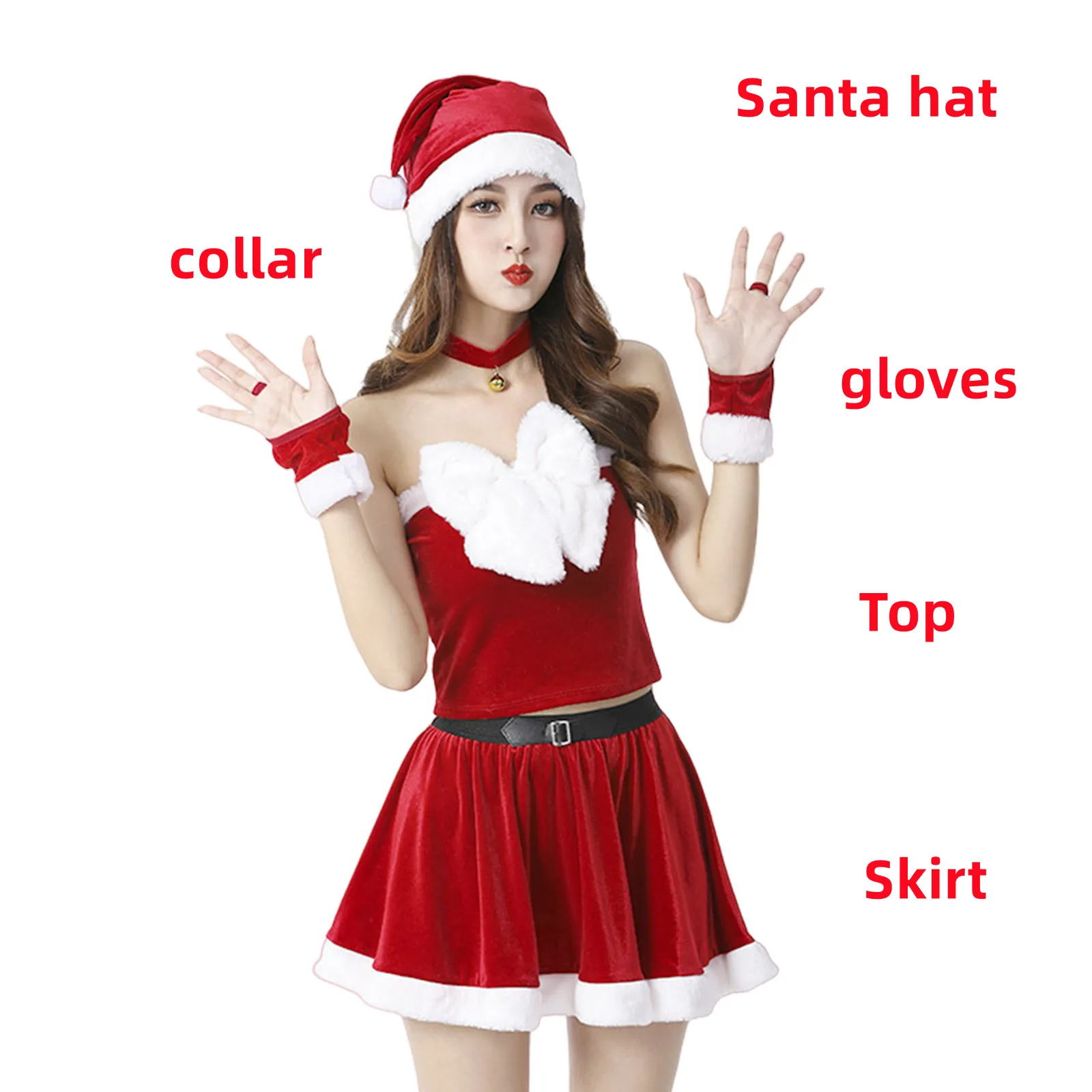 

Christmas Xmas Lady Santa Claus Cosplay Costume Sexy Suit Winter Bunny Girl Cape Cloak Outfits Halloween Party Women