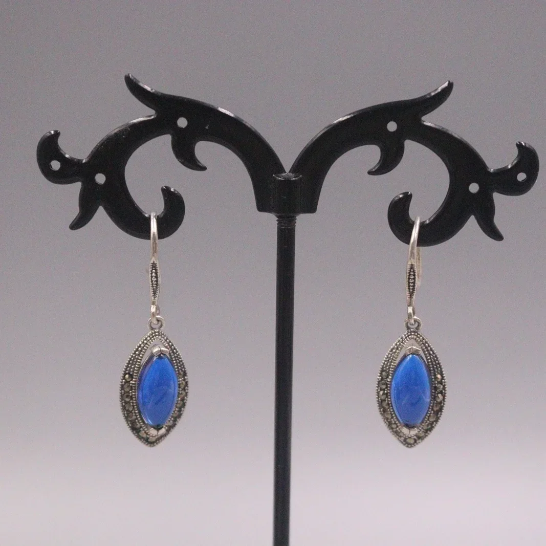 Серьги-подвески из настоящего серебра 925 пробы для фотоэлементов, корейские серьги, синие корундовые Ретро антикварные индивидуальные богемные этнические
Серьги-подвески из настоящего серебра 925 пробы для фотоэлементов, корейские серьги, синие корундовые Ретро антикварные индивидуальные богемные этнические