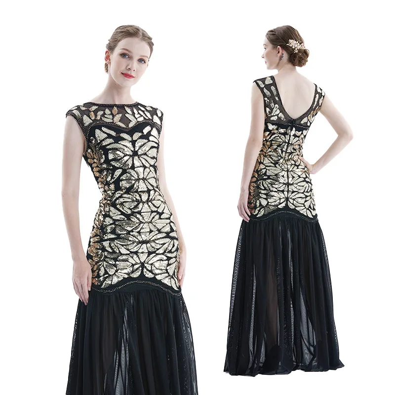 Women's Sexy Beaded Mesh Sequined Stitching Dress Spring Autumn 1920 Vintage Dress Women Sleeveless O-Neck Slim High Waist Dress
Women's Sexy Beaded Mesh Sequined Stitching Dress Spring Autumn 1920 Vintage Dress Women Sleeveless O-Neck Slim High Waist Dress