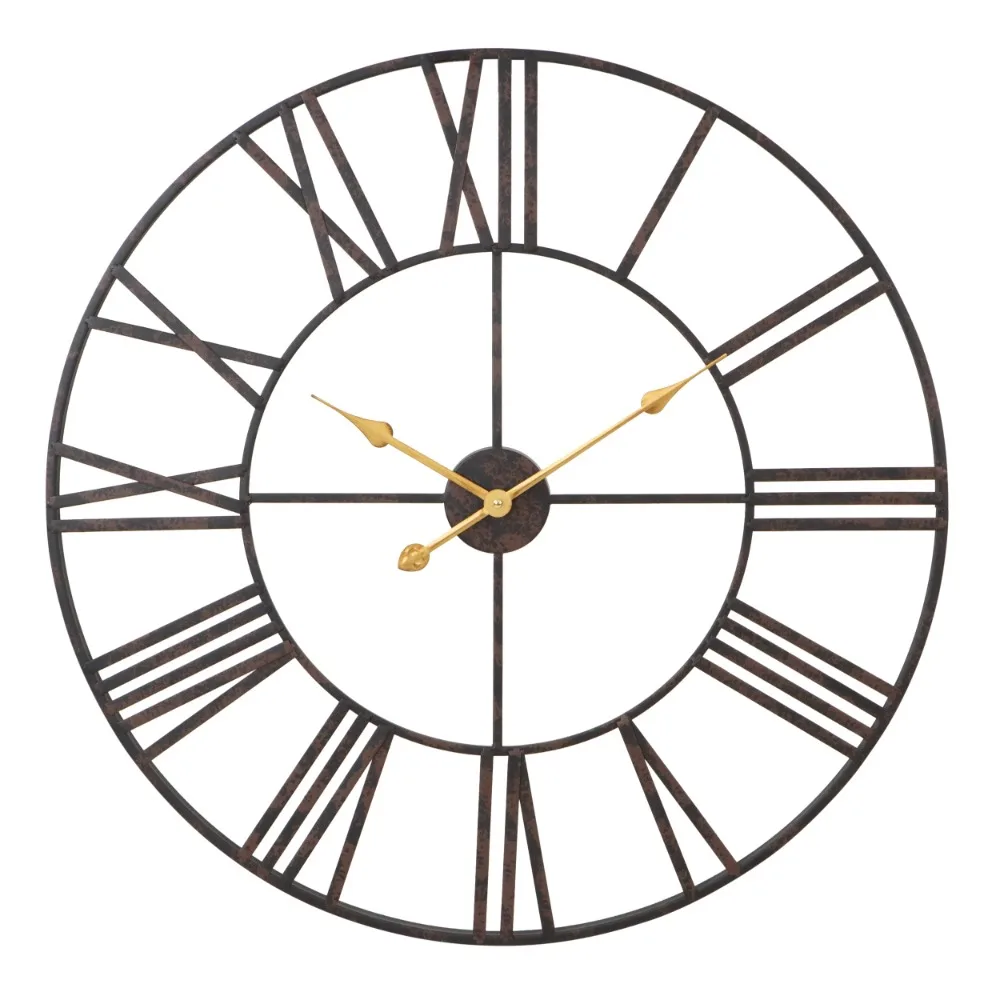 

Round Analog Metal Wall Clock - 30" Dark Brown Freight Free Digital Led Clock Wall Home Decor Watches Room Design Watch Clocks