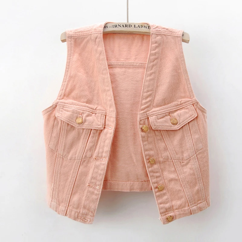Summer Thin Fashion Pink Denim Vest Women Waistcoat Cowboy Sleeveless Jacket Coat V Neck Big Pocket Slim Short Jeans Vest Female
Summer Thin Fashion Pink Denim Vest Women Waistcoat Cowboy Sleeveless Jacket Coat V Neck Big Pocket Slim Short Jeans Vest Female