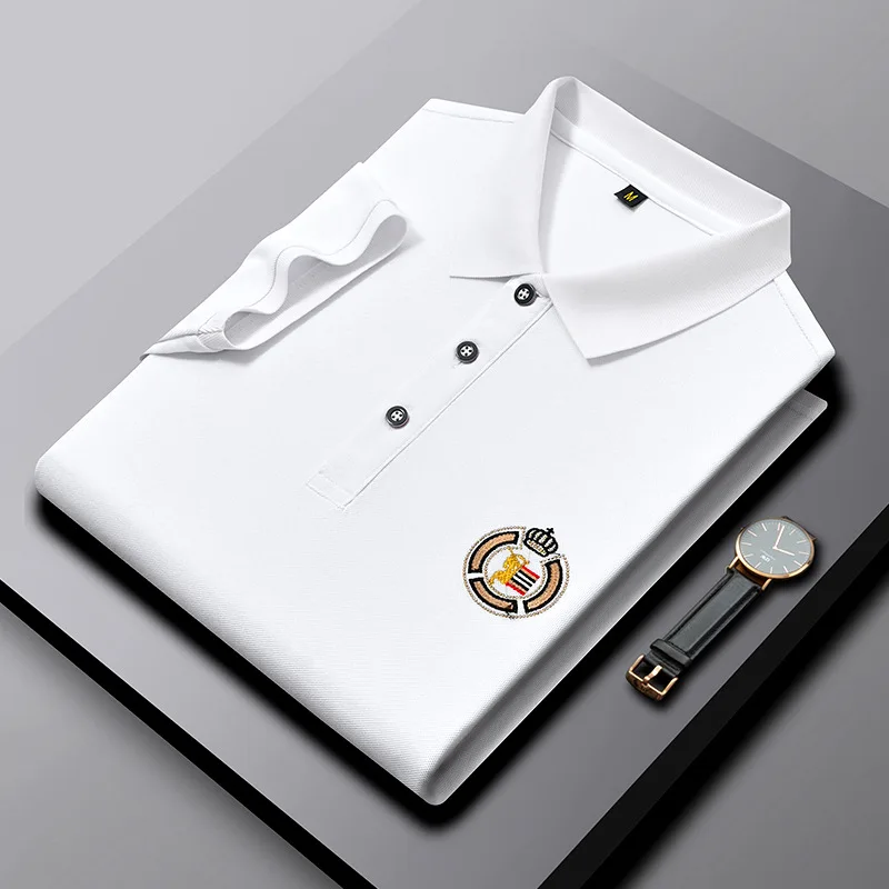 Fashionable Embroidered Polo Shirt Men's Short-Sleeved T-shirt Summer New Lapel Middle-Aged Half-Sleeved Polo Shirt 
Fashionable Embroidered Polo Shirt Men's Short-Sleeved T-shirt Summer New Lapel Middle-Aged Half-Sleeved Polo Shirt