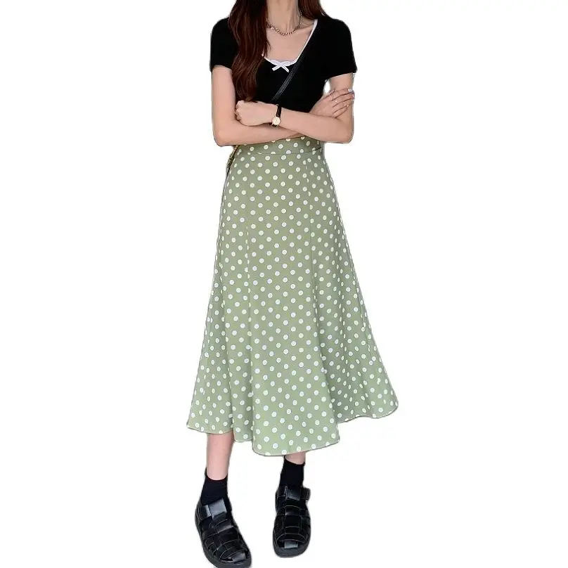 

female skirt polka dots high-waisted frill skirt A-Line skirts