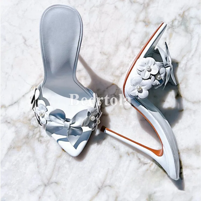 Elegant Pearl Flower Decor Slippers Woman Butterfly Knot Open Toe Thin High Heels Slipper Summer Lady Shallow Party Dress Shoes
Elegant Pearl Flower Decor Slippers Woman Butterfly Knot Open Toe Thin High Heels Slipper Summer Lady Shallow Party Dress Shoes