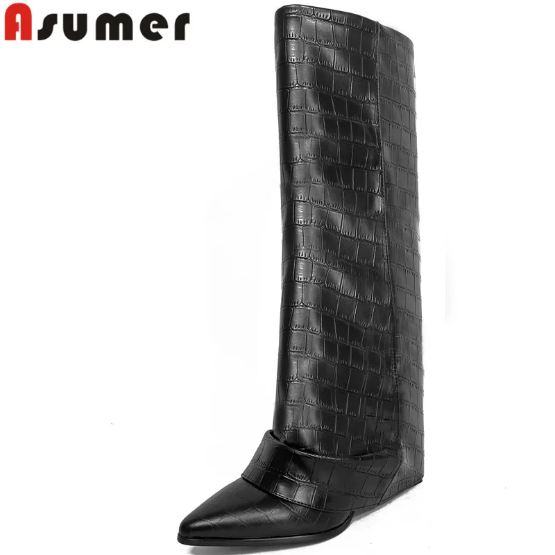 ASUMER 2022 New Thick High Heels Ladies Fashion Boots Genuine Leather Popular Women Boots Winter Knee High Boots
ASUMER 2022 New Thick High Heels Ladies Fashion Boots Genuine Leather Popular Women Boots Winter Knee High Boots