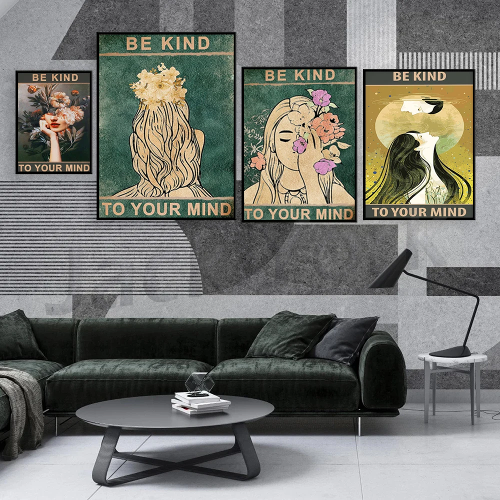 

Be Kind To Your Mind Poster, Floral Poster, Floral Print, Garden Art, Wall Art Decor, Vintage Poster, Retro Art, Vintage Print,