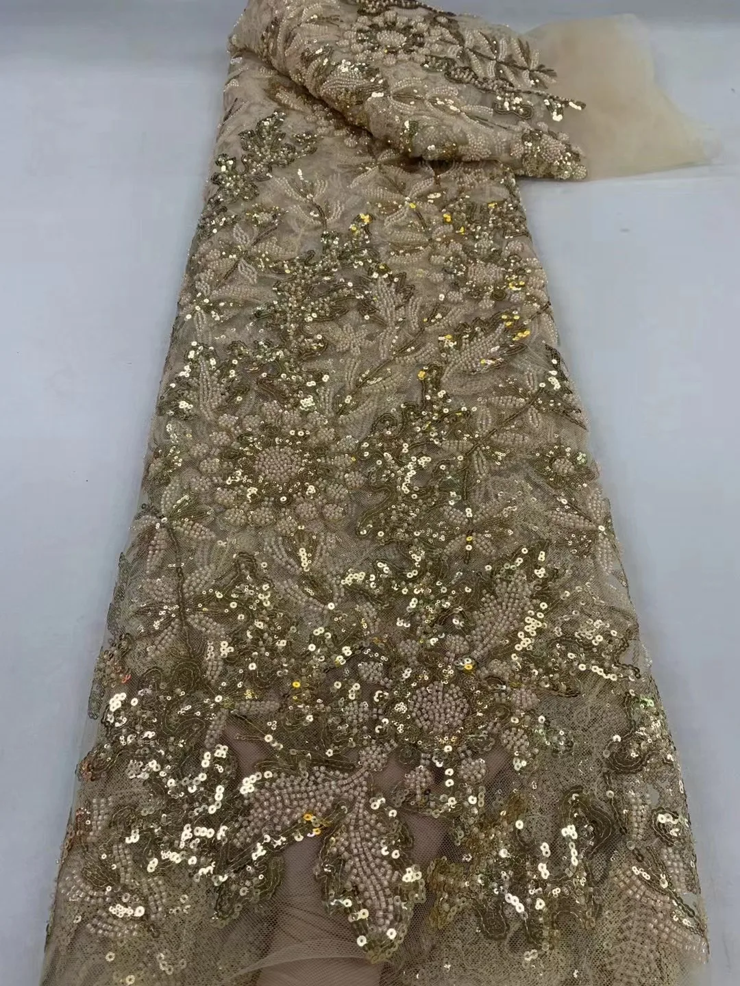 Rose gold African Beaded Groom Tulle lace Fabric High Quality Sequins Embroidery French Lace For Nigerian Party Dress Sewing
Rose gold African Beaded Groom Tulle lace Fabric High Quality Sequins Embroidery French Lace For Nigerian Party Dress Sewing