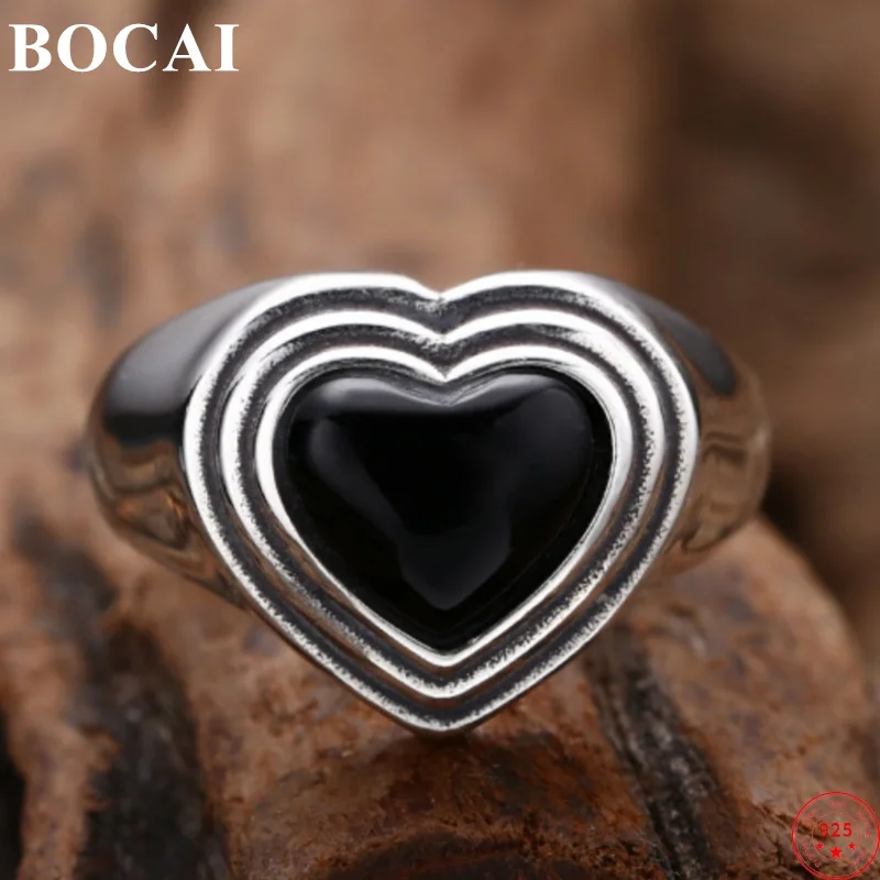 BOCAI S925 Sterling Silver Rings for Women Men New Fashion Relief Stripe Love Heart Agate Punk Jewelry Adjustable Free Shipping
BOCAI S925 Sterling Silver Rings for Women Men New Fashion Relief Stripe Love Heart Agate Punk Jewelry Adjustable Free Shipping