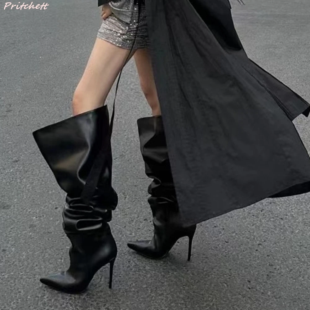 Design Knee High Women Boots Pointed Toe Sexy Stiletto Heels Fashion Boots 2024 Autumn Winter Mature Street Style Modren Boots 
Design Knee High Women Boots Pointed Toe Sexy Stiletto Heels Fashion Boots 2024 Autumn Winter Mature Street Style Modren Boots