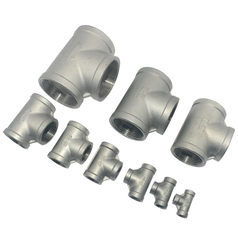 

1/8" 1/4" 3/8" 1/2" 3/4" 1" 1-1/4" 1-1/2" 2" BSP Female Reducing Tee 3 Ways 304 Stainless Steel Pipe Fitting Reducer Connector