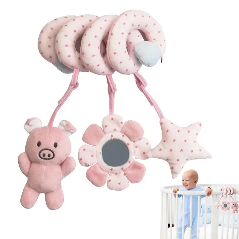 

Baby Kids Rattle Toys Cartoon Animal Plush Hand Bell Baby Stroller Teether Crib Hanging Rattles Hand Grip Toys With Mirror