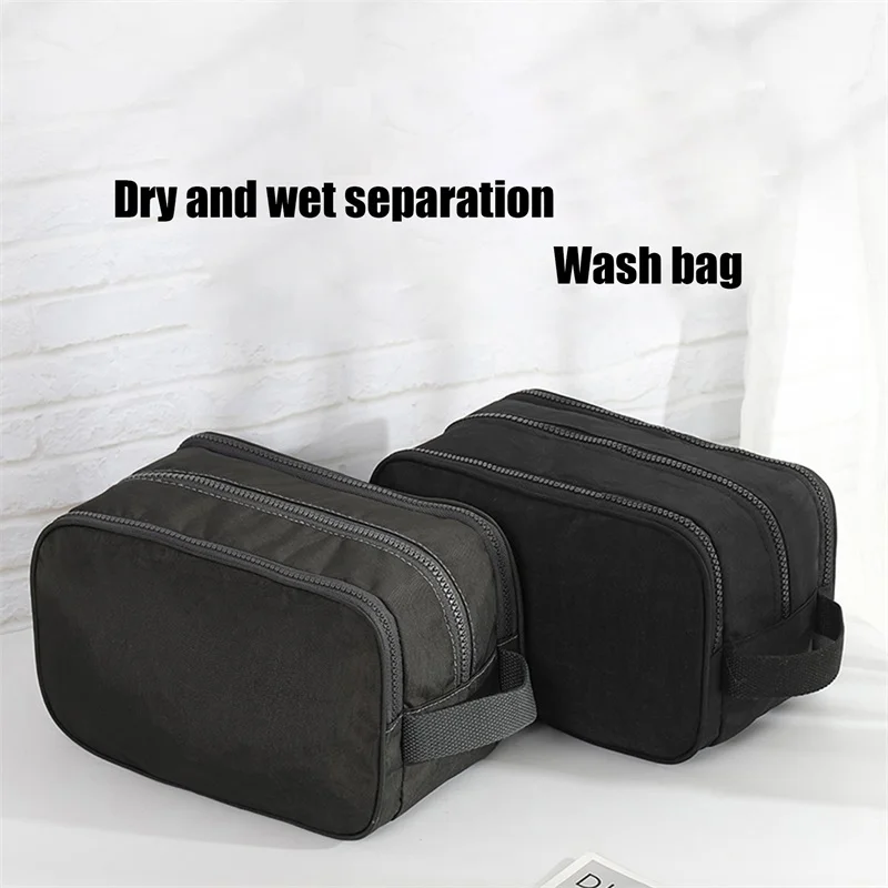 

Cosmetic Bag Women Fashion Solid Color Handheld Wash Makeup Bags Ladies Portable Travel Waterproof Dry Wet Separation Handbag