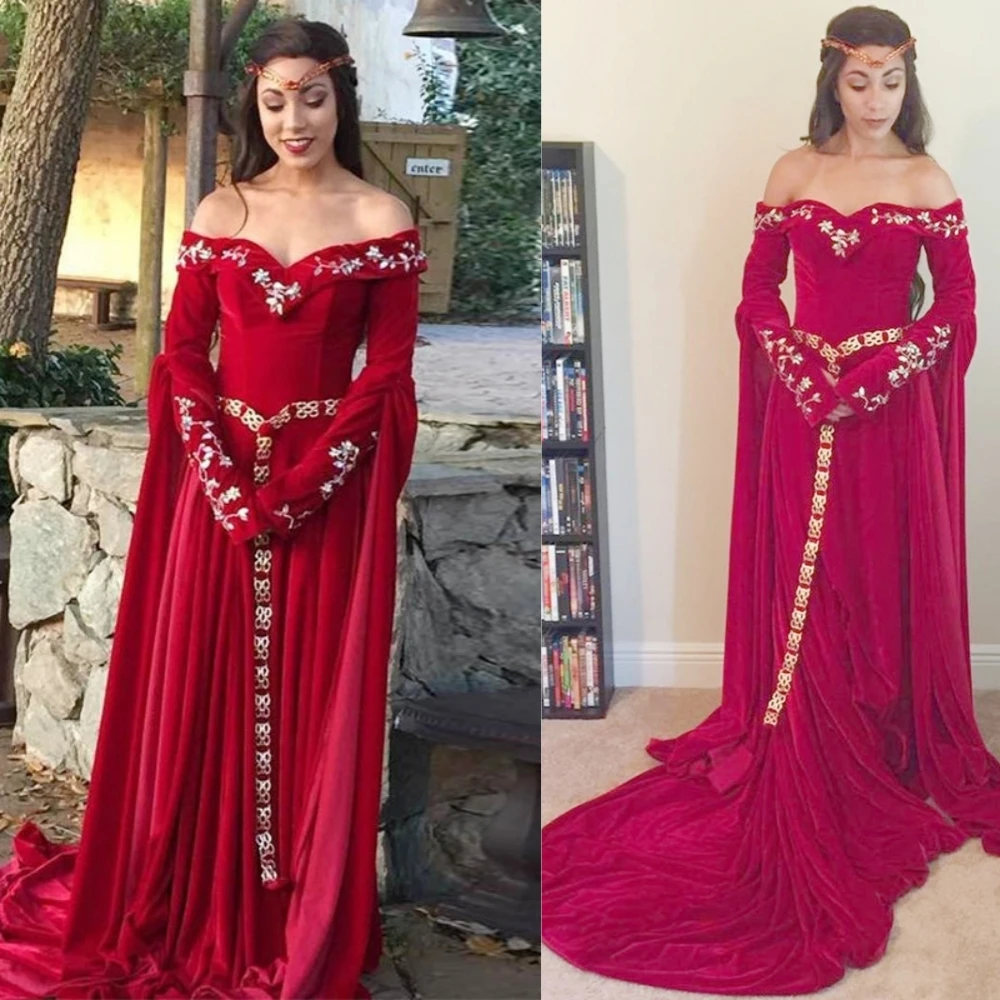 

Prom Dress Evening Velour Beading Cocktail Party A-line Off-the-shoulder Bespoke Occasion Gown Long Dresses Saudi Arabia