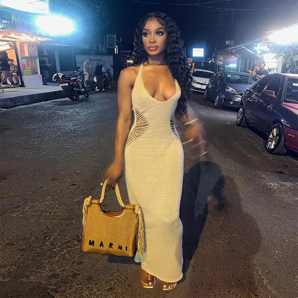 Apricot Cut-out Sexy Wool Vintage Dress Women's High-quality U-neck Lace Up Long Dress Hollow Out Tassels Knit y2k Bodycon Dress
Apricot Cut-out Sexy Wool Vintage Dress Women's High-quality U-neck Lace Up Long Dress Hollow Out Tassels Knit y2k Bodycon Dress