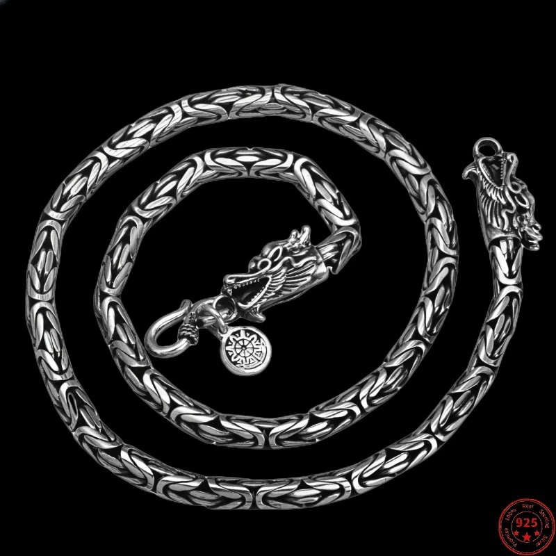 

Ожерелье из серебра 2023 пробы с подвеской, двойная голова дракона, поворот на шею, цепочка из серебра пробы, популярные ювелирные украшения для мужчин и женщин