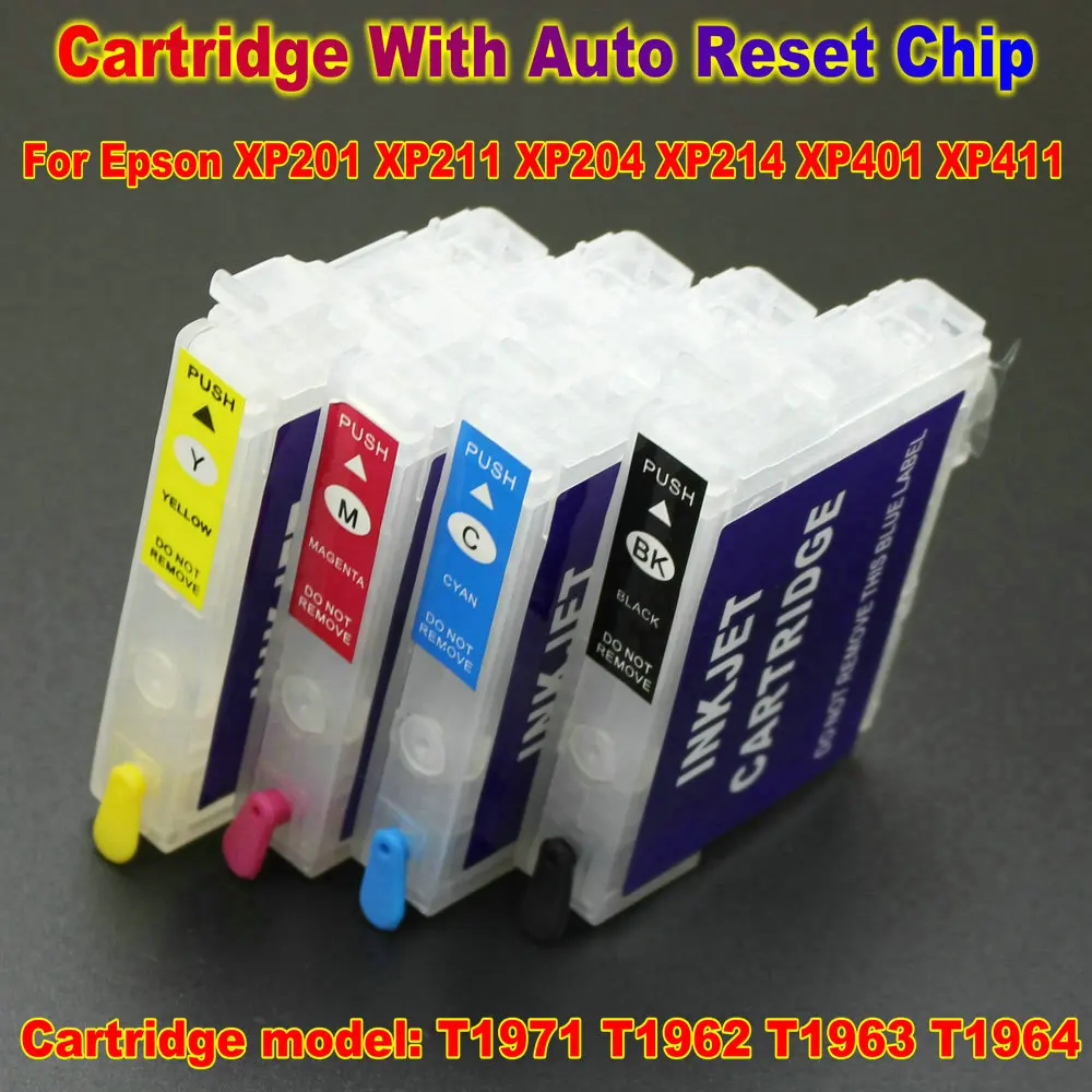 

Printer Cartridge for Epson XP-401 XP-101 XP-201 XP-211 XP-214 XP201 XP211 XP411 XP204 XP214 1 Set T1971 T1962 Ink Cartridge