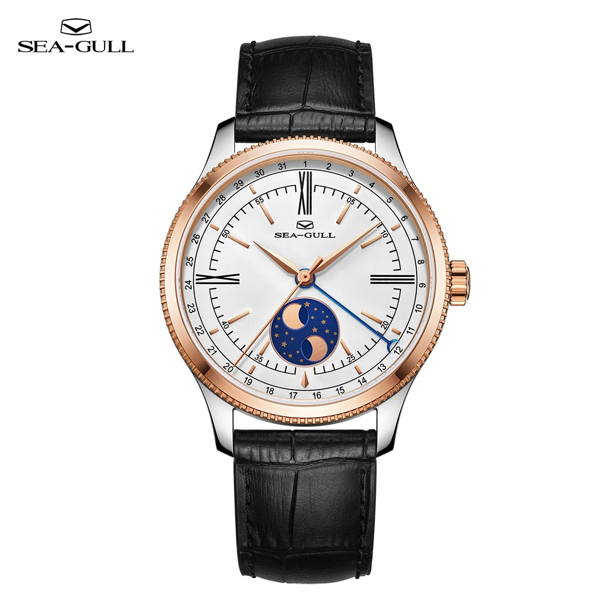 

Seagull Men's Watches Moon Phases Automatic Mechanical Watch For Men 50M Waterproof Wristwatch 2023 NEW часы мужские 6170