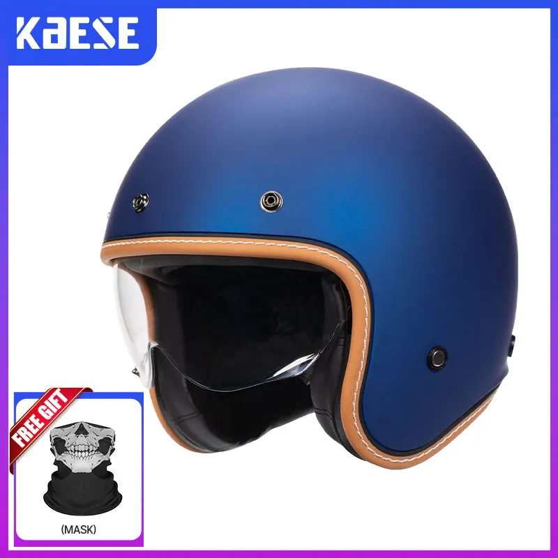 

Open Face Helmet with Visor Motorcycle Helmets Cafe Racer Retro 3/4 Half Helmet Jet Style Motocross Racing Cascos Para Motos DOT