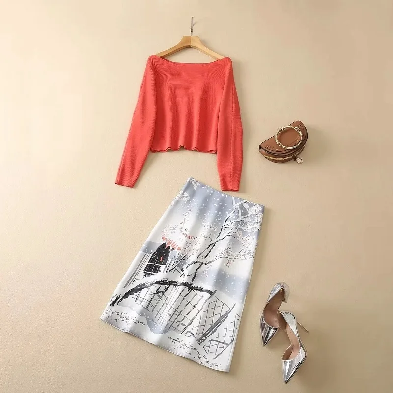 High Quality Sweater Sets 2023 Spring Autumn Skirt Suits Women Sexy Slash Neck Long Sleeve Orange Sweaters+Mid-Calf Pencil Skirt 
High Quality Sweater Sets 2023 Spring Autumn Skirt Suits Women Sexy Slash Neck Long Sleeve Orange Sweaters+Mid-Calf Pencil Skirt