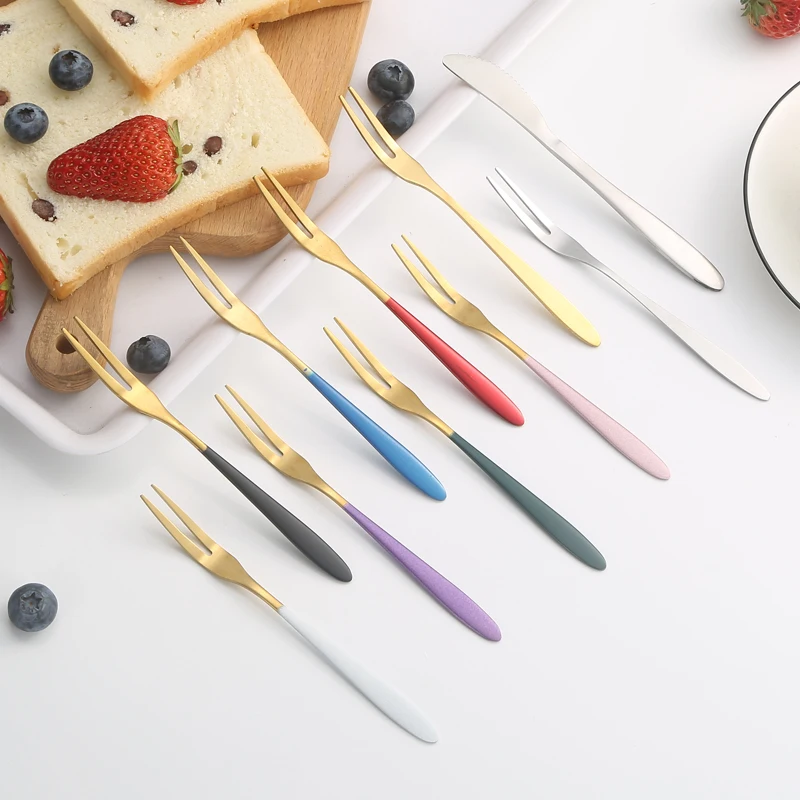 10-Piece Stainless Steel Forks Knife Set Colorful 5.1-inch Small Salad Cake Fruit Forks Portable for Dessert Party Travel
10-Piece Stainless Steel Forks Knife Set Colorful 5.1-inch Small Salad Cake Fruit Forks Portable for Dessert Party Travel