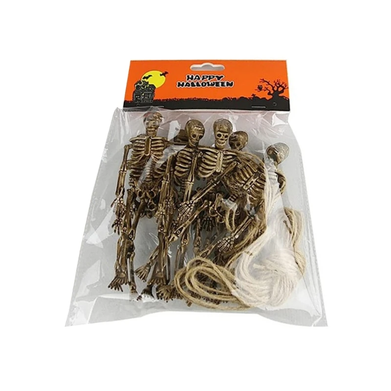

Halloween Human Skeleton Haunted House Hanging Props Home Evil Party Decoration Horror Scary Movable Big Skull Decor
