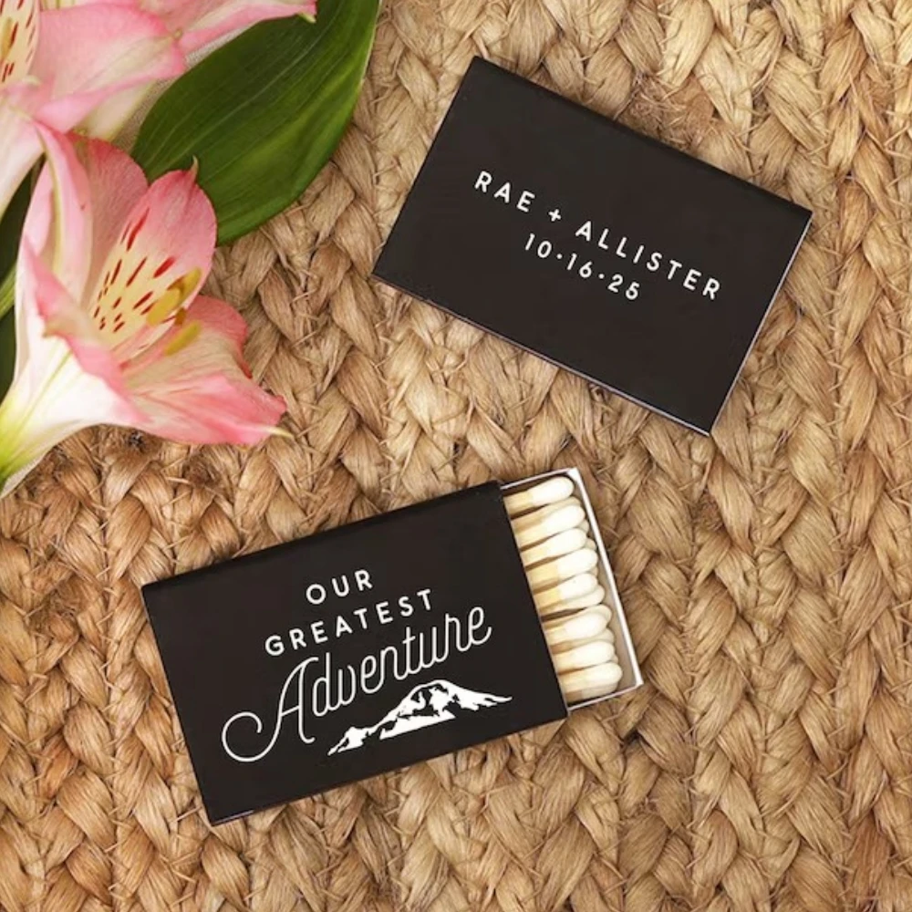 Personalized Wedding Matches - Our Greatest Adventure Match Boxes - Engagement -Reception Decor- Hangover -Birthday- Party Favor
Personalized Wedding Matches - Our Greatest Adventure Match Boxes - Engagement -Reception Decor- Hangover -Birthday- Party Favor