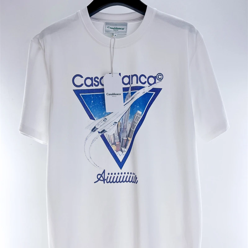 Summer Triangle Aircraft Casablanca T-Shirts Men Women Casa Blanca Logo Top Quality White Casual Tee Streetwear Anime Clothes
Summer Triangle Aircraft Casablanca T-Shirts Men Women Casa Blanca Logo Top Quality White Casual Tee Streetwear Anime Clothes