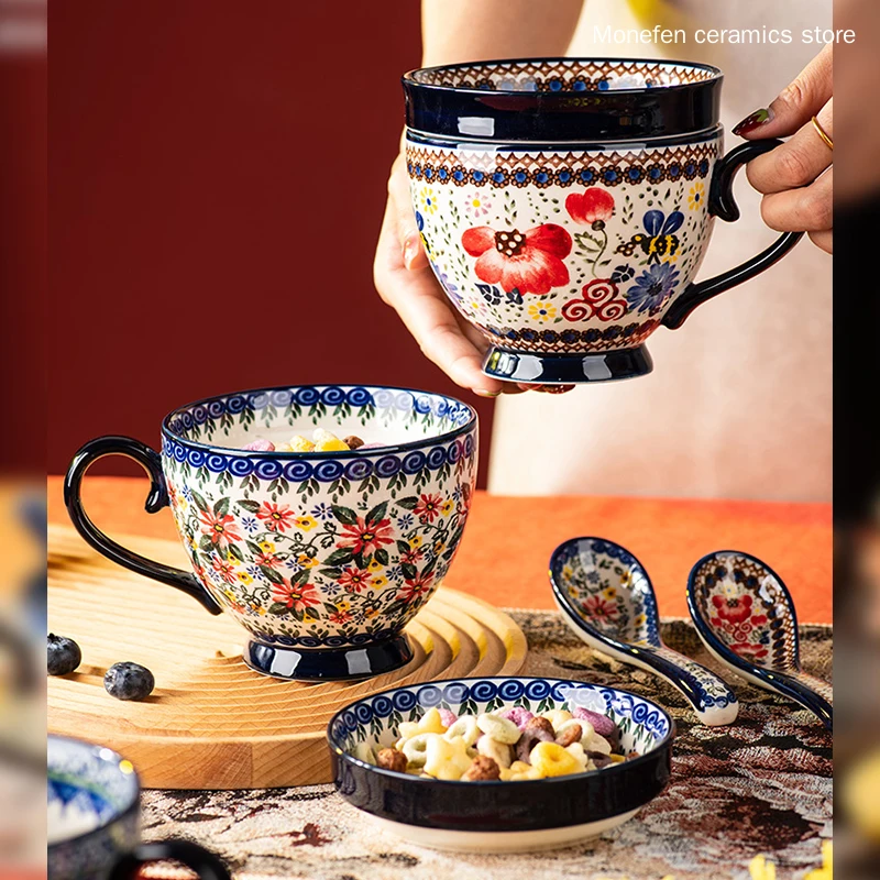 Polish mug with lid ceramic drinking cup retro high aesthetic breakfast cup exquisite water cup home coffee cup
Polish mug with lid ceramic drinking cup retro high aesthetic breakfast cup exquisite water cup home coffee cup