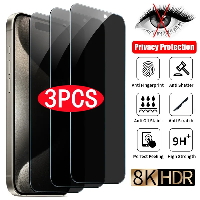 3Pcs Anti Spy Tempered Glass for IPhone 11 12 13 14 15 Pro Max Mini Privacy Screen Protector IPhone XS Max X XR 8 14 15 Plus SE
3Pcs Anti Spy Tempered Glass for IPhone 11 12 13 14 15 Pro Max Mini Privacy Screen Protector IPhone XS Max X XR 8 14 15 Plus SE