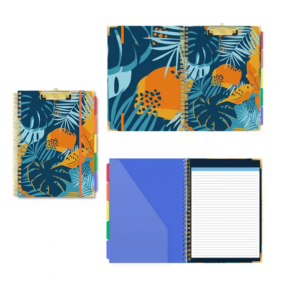 

Waterproof Clipboard Folder Clipboard Folio with Refillable Notepad Colorful Label Index Spiral Document File Folder