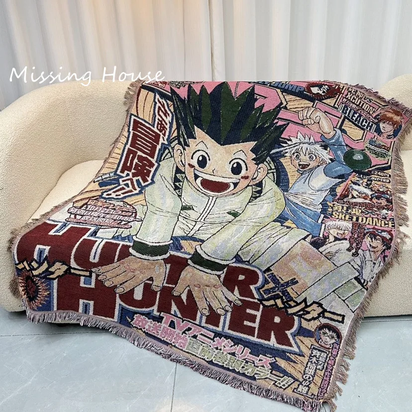 

Anime Hunt Throw Towel Blanket Tapestry Bedspread Outdoor Camp Beach Towels Sofa Chair Cover Mat Rug Tassel