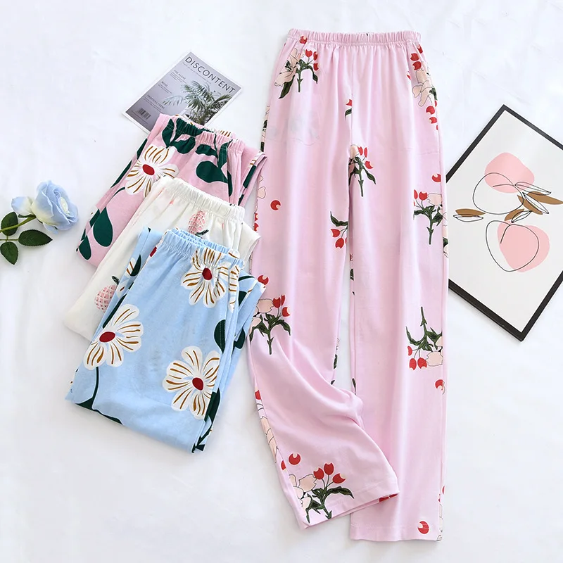 Spring Cotton Knitted Pajamas Women's Home Pajama Pants Loose Thin Casual Trousers Elastic Waist Print Sleep Bottoms Lounge Wear
Spring Cotton Knitted Pajamas Women's Home Pajama Pants Loose Thin Casual Trousers Elastic Waist Print Sleep Bottoms Lounge Wear