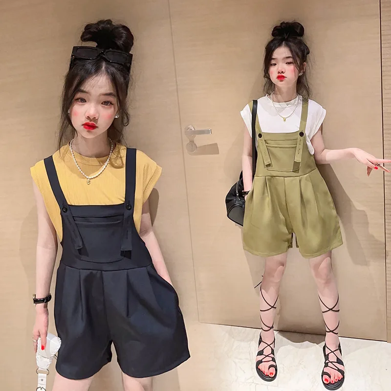 Girls Sleeveless Suspenders Shorts Set 2023 Summer New Teenage Children's Vest T-shirt + Suspenders Suit 6 8 10 12 14 Years
Girls Sleeveless Suspenders Shorts Set 2023 Summer New Teenage Children's Vest T-shirt + Suspenders Suit 6 8 10 12 14 Years