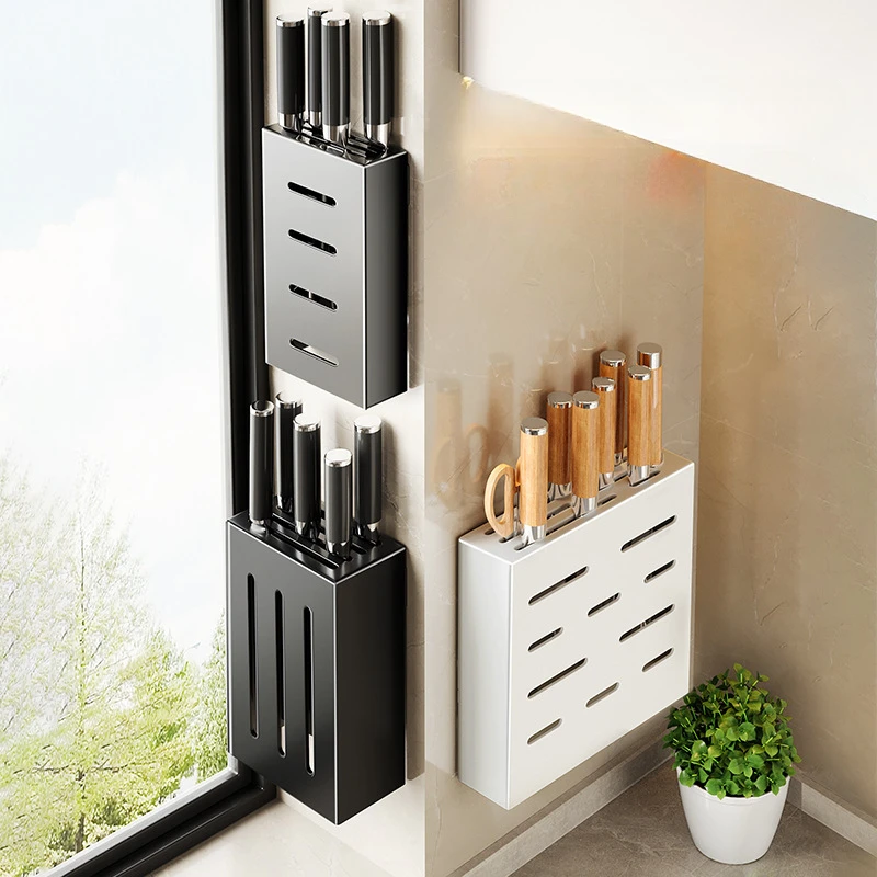 

Kitchen knife holder, knife rack, non-perforation, wall-mounted storage box, kitchen organizer kitchen items