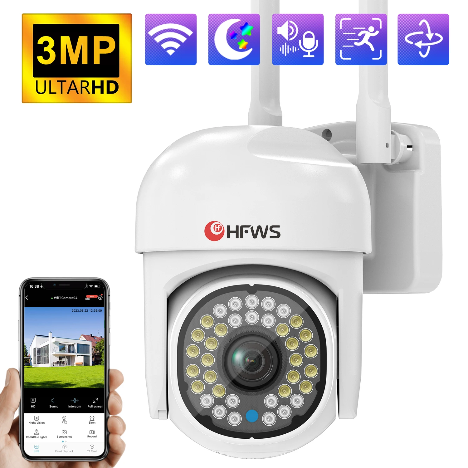 Wireless 360 °WiFi Outdoor Ptz Security Camera Mini Cameras Wifi Video Survalance Camera Security Protection
Wireless 360 °WiFi Outdoor Ptz Security Camera Mini Cameras Wifi Video Survalance Camera Security Protection