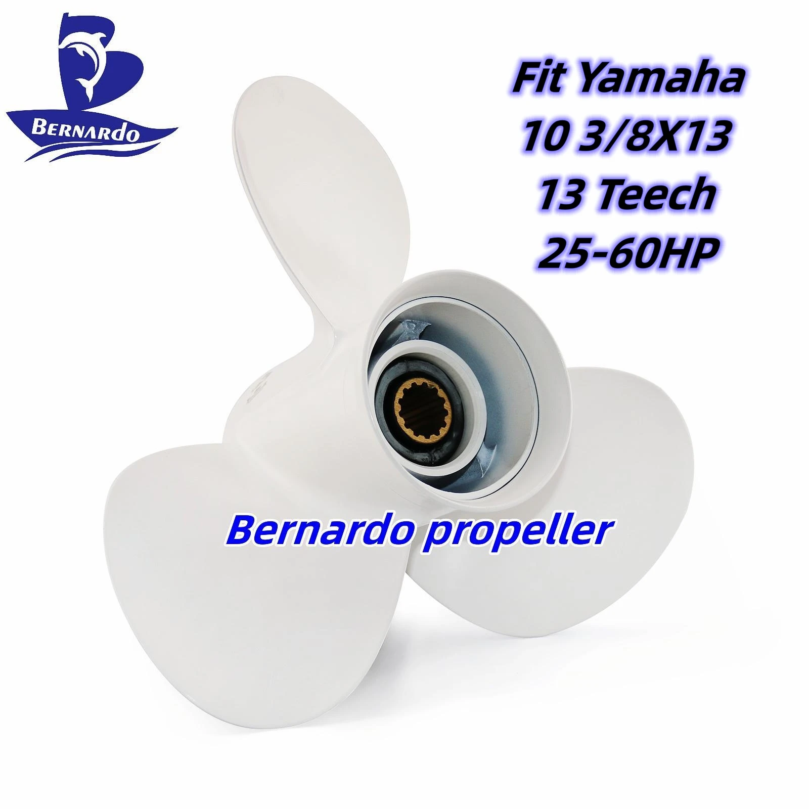 

Bernardo Boat Propeller 10 3/8X13 Fit Yamaha Outboard Engines 25 30 40 48 50 55 60 HP Aluminum Screw 3 Blades 13 Tooth Spline