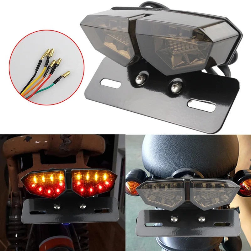 12V Motorcycle Taillight Smoke /Red Lens LED Dual Eyes Rear Brake Tail Turn Signal License Plate Integrated Light
12V Motorcycle Taillight Smoke /Red Lens LED Dual Eyes Rear Brake Tail Turn Signal License Plate Integrated Light