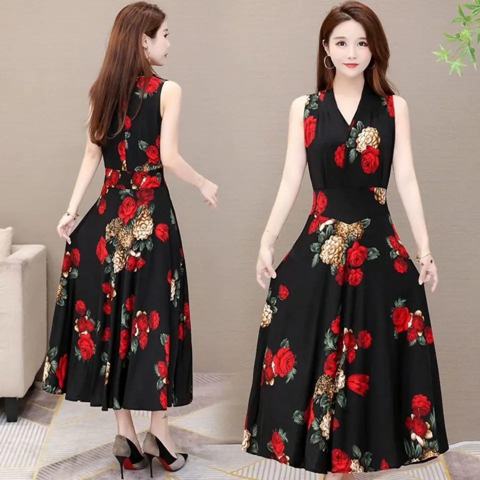 Sleeveless Dress Women Summer Long Beach Dresses New Middle-aged Oversized Large Swing Long Skirt
Sleeveless Dress Women Summer Long Beach Dresses New Middle-aged Oversized Large Swing Long Skirt