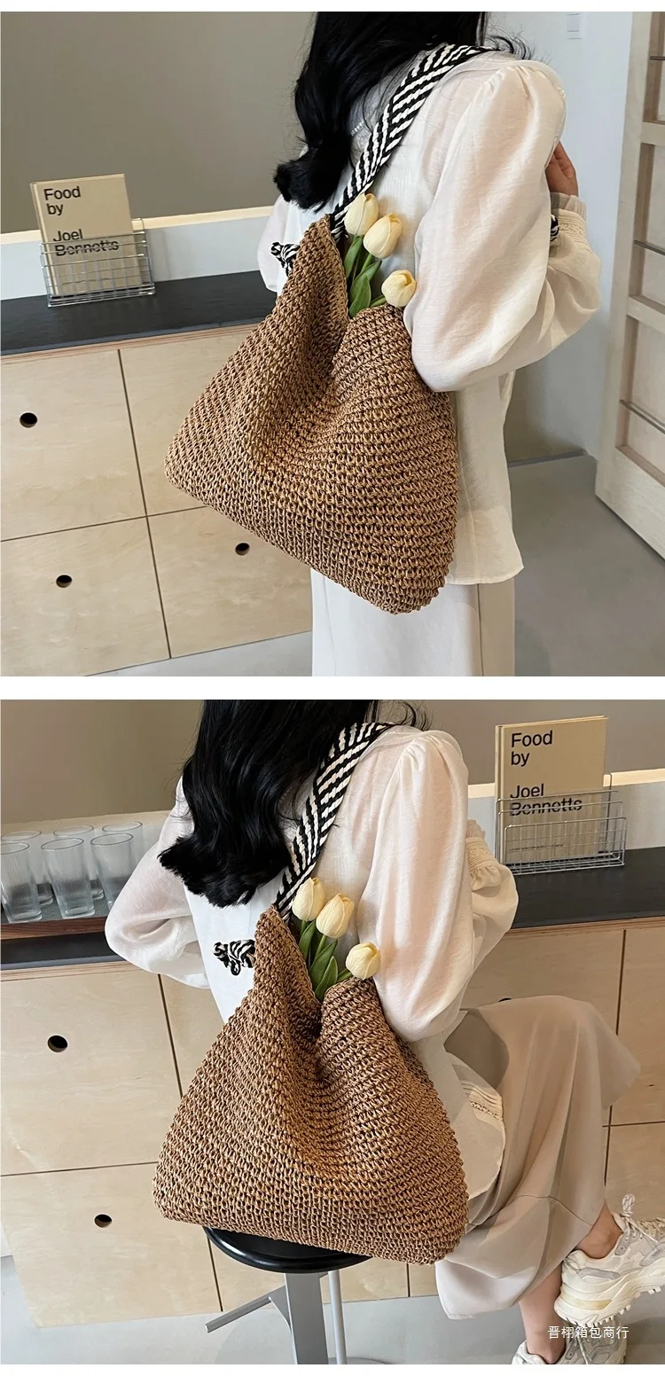 Large Woven Straw Beach Bag - Spacious Summer Travel Shoulder Tote 8 Sb07aa84a3e5e4f68b6cc0819cf16b583g